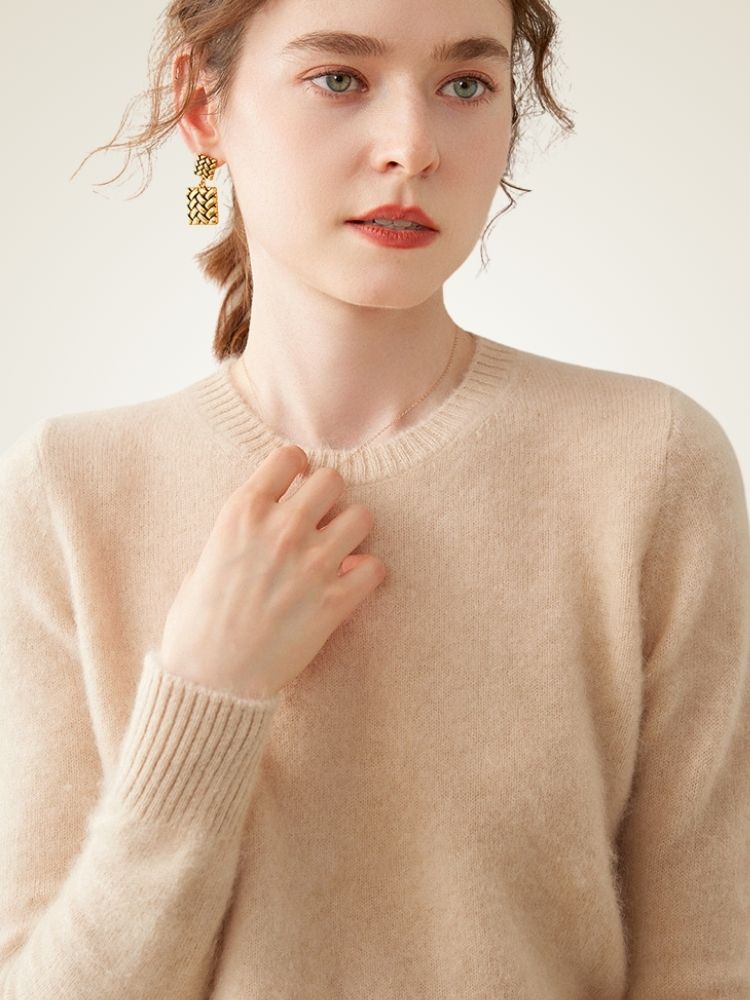 LanlyCashmere Classic Cashmere Sweater – Soft Crewneck Everyday Knit