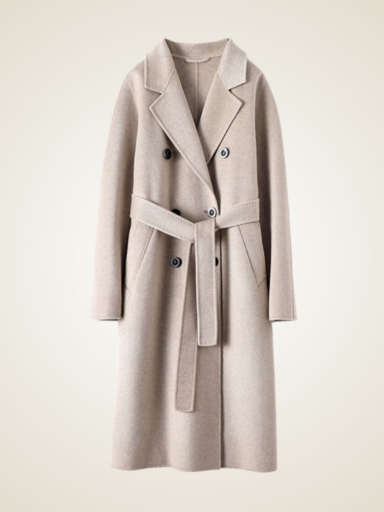 LanlyCashmere Double Breasted Cashmere Coat Women Long Tailored