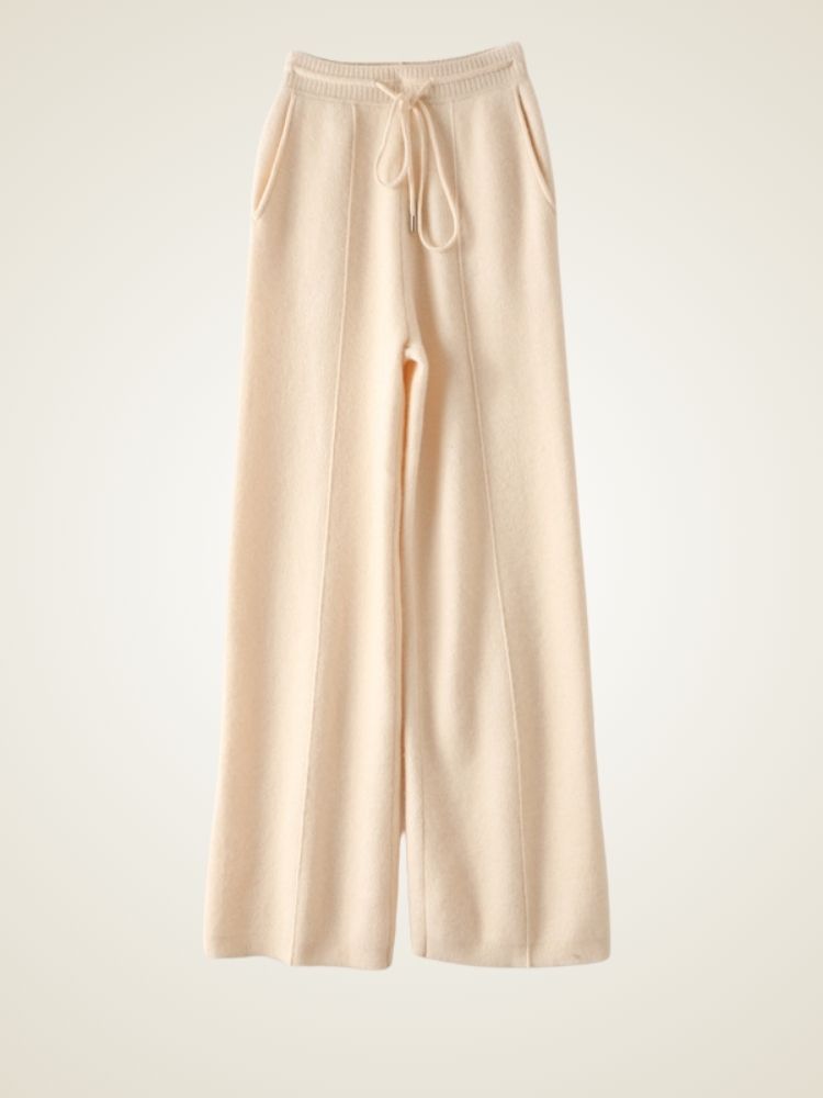 LanlyCashmere Drawstring Cashmere Pants Wide Leg Lounge Trousers