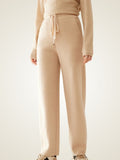 LanlyCashmere High Waist Cashmere Trousers Straight Leg Knit Pants
