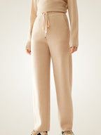 LanlyCashmere High Waist Cashmere Trousers Straight Leg Knit Pants