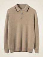 LanlyCashmere Men’s Cashmere Polo Sweater – Soft Long Sleeve Knit Pullover