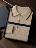 LanlyCashmere Men’s Cashmere Polo Sweater – Soft Long Sleeve Knit Pullover