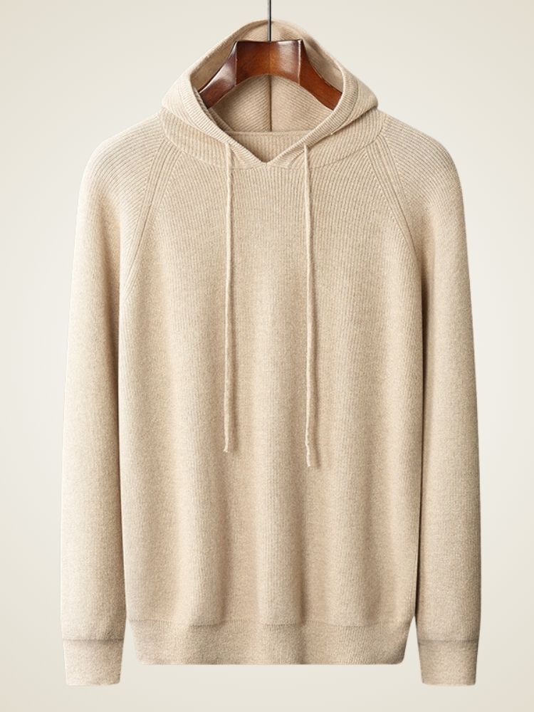 LanlyCashmere Men's Luxury 100% Pure Cashmere Knitted Hoodie
