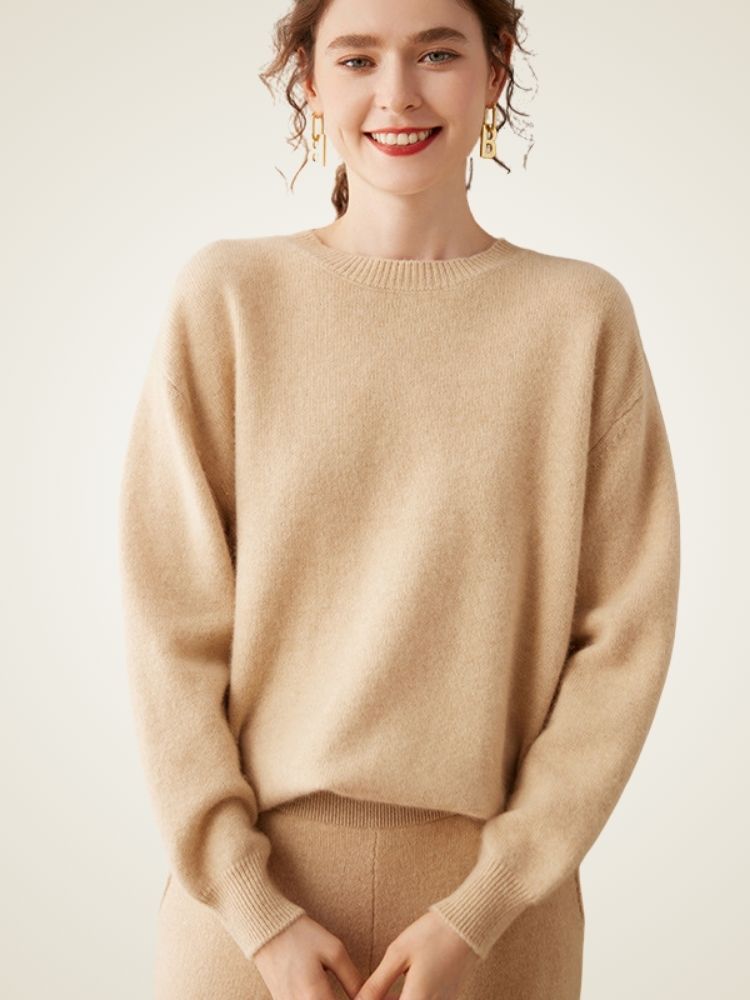LanlyCashmere Oversized Cashmere Sweater – Soft Crewneck Relaxed Knit