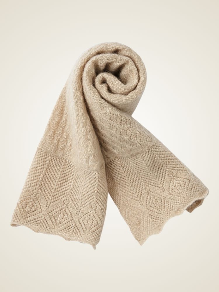 LanlyCashmere Perforated Cashmere Scarf – Lightweight Knit Neck Warmer