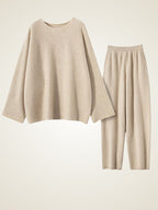 LanlyCashmere Relaxed Cashmere Lounge Set – Soft Knit Top & Tapered Pants