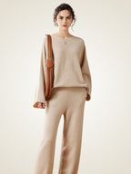 LanlyCashmere Relaxed Cashmere Lounge Set – Soft Knit Top & Tapered Pants