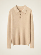 LanlyCashmere Ribbed Cashmere Polo Sweater – Slim Fit Knit Top