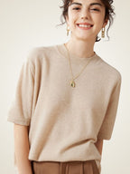 LanlyCashmere Super Fine Cashmere T-Shirt – Lightweight Crewneck Knit Top
