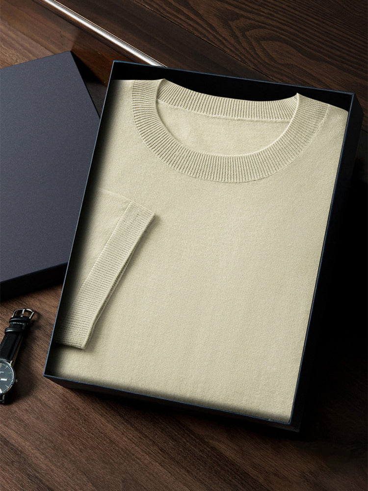 LanlyCashmere Super Fine Cashmere T-Shirt – Lightweight Knit Crew Neck