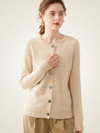 LanlyCashmere Women’s Cashmere Crew Neck Cardigan – Soft Button Knit Sweater