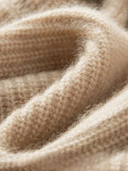 LanlyCashmere Women’s Cashmere Funnel Neck Cardigan – Ribbed Button Sweater