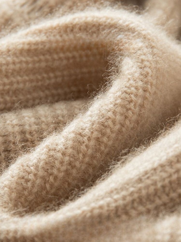 LanlyCashmere Women’s Cashmere Funnel Neck Cardigan – Ribbed Button Sweater