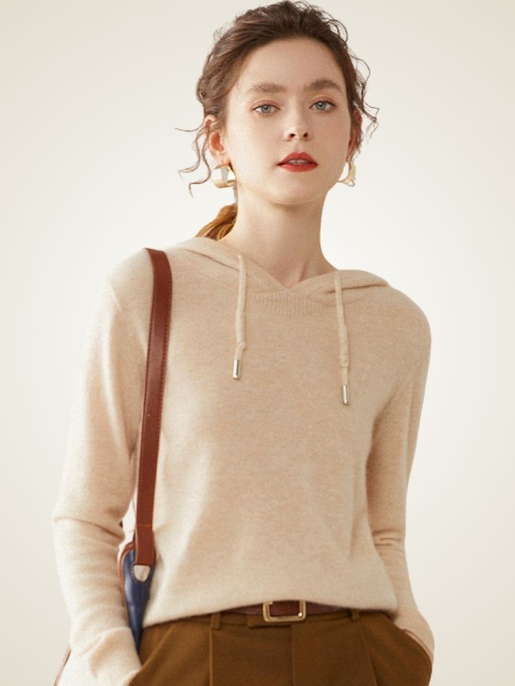 LanlyCashmere Women’s Cashmere Hoodie – Soft Lightweight Knit Pullover