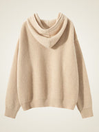 LanlyCashmere Women’s Cashmere Hoodie Sweater – Ribbed Knit Pullover
