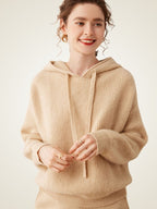 LanlyCashmere Women’s Cashmere Hoodie Sweater – Ribbed Knit Pullover