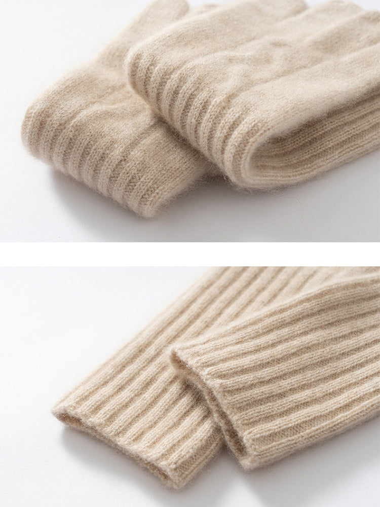 LanlyCashmere Women’s Cashmere Knit Gloves – Soft Warm Long Winter Gloves