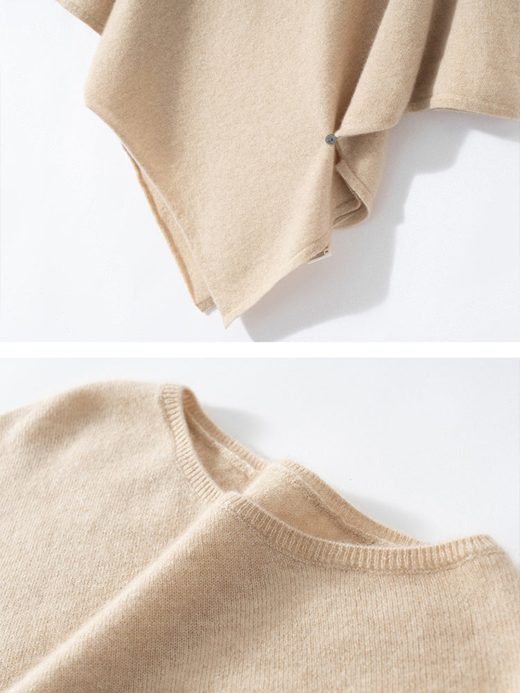 LanlyCashmere Women’s Cashmere Poncho Sweater – Elegant Loose Knit Cape