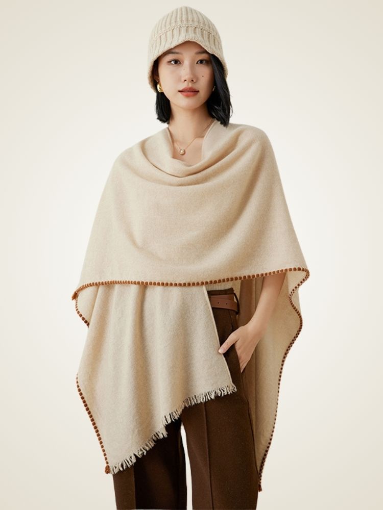 LanlyCashmere Women’s Cashmere Poncho Wrap – Oversized Soft Knit Shawl Cape