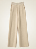 LanlyCashmere Women’s Cashmere Straight Leg Pants – High Waisted Knit Trousers