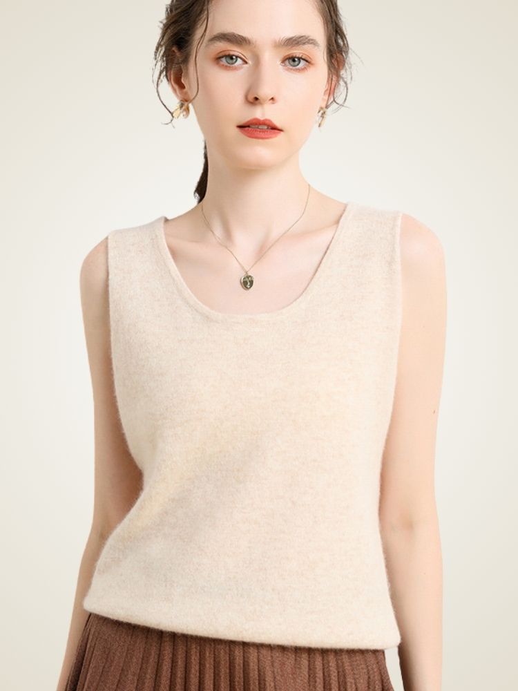LanlyCashmere Women’s Cashmere Tank Top – Lightweight Sleeveless Knit