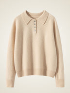 LanlyCashmere Women’s Collared Cashmere Sweater – Button Knit Pullover