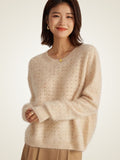 LanlyCashmere Women’s Hollow Knit Cashmere Sweater – Relaxed Fit Openwork Pullover