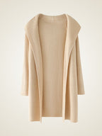LanlyCashmere Women’s Hooded Wool Cashmere Cardigan Coat – Longline Knit Sweater