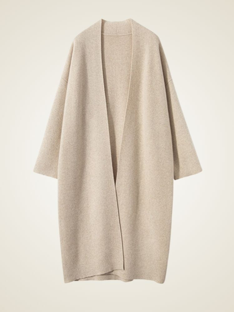 LanlyCashmere Women’s Long Cashmere Cardigan – Open Front Knit Coatigan