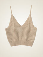 LanlyCashmere Women’s Ribbed Cashmere Bralette – Soft Knit Crop Top