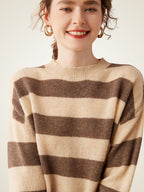 LanlyCashmere Women’s Striped Cashmere Sweater – Relaxed Fit Breton Knit Pullover