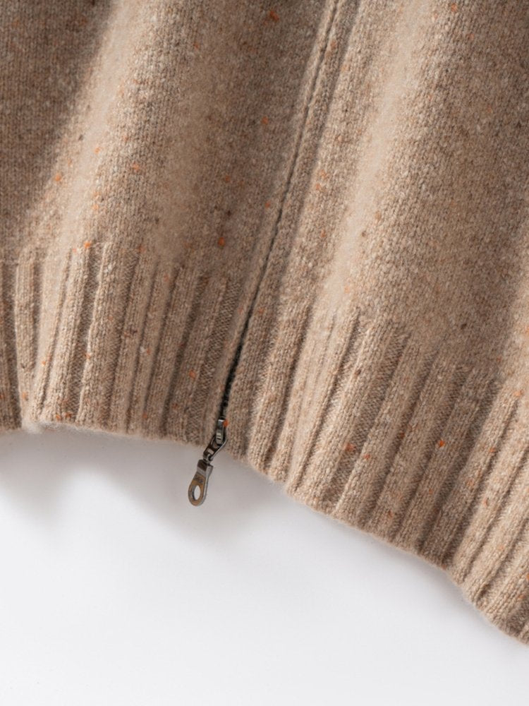 Lanly Cashmere Tweed Zip Jacket - Mongolia Mock Neck Sweater