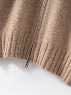 Lanly Cashmere Tweed Zip Jacket - Mongolia Mock Neck Sweater