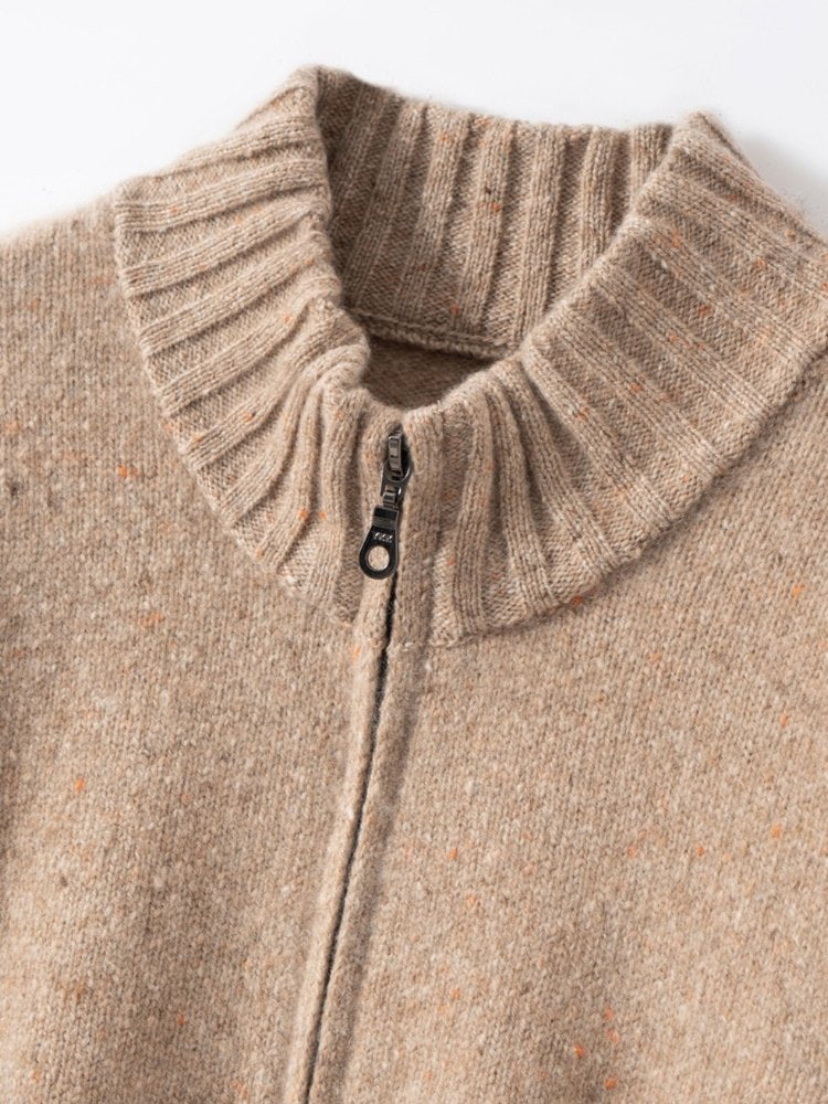 Lanly Cashmere Tweed Zip Jacket - Mongolia Mock Neck Sweater