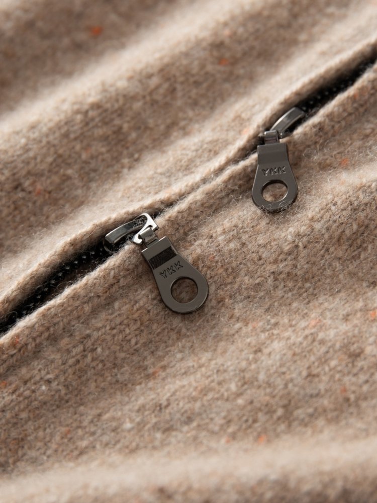 Lanly Cashmere Tweed Zip Jacket - Mongolia Mock Neck Sweater