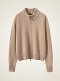 Lanly Cashmere Tweed Zip Jacket - Mongolia Mock Neck Sweater