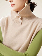 Lanlycashmere Collared Cashmere Sweater Vest – Preppy Knit Sleeveless Top