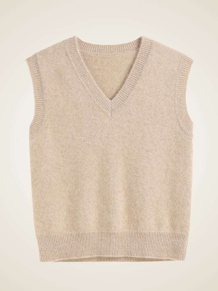 Lanlycashmere V-Neck Cashmere Sweater Vest – Classic Lightweight Knit Top