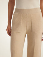 Lanlycashmere Cashmere Split Hem Pants – High Waisted Wide Leg Knit Trousers