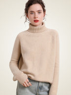 Lanlycashmere Fitted Cashmere Turtleneck Sweater – Cropped Slim Knit Pullover