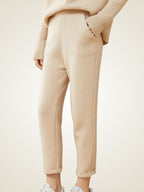 Lanlycashmere High Waist Cashmere Trousers – Slim Fit Knit Pants
