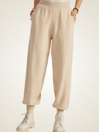 Lanlycashmere Women’s Cashmere Jogger Pants – Elastic Waist Cozy Knit Sweatpants