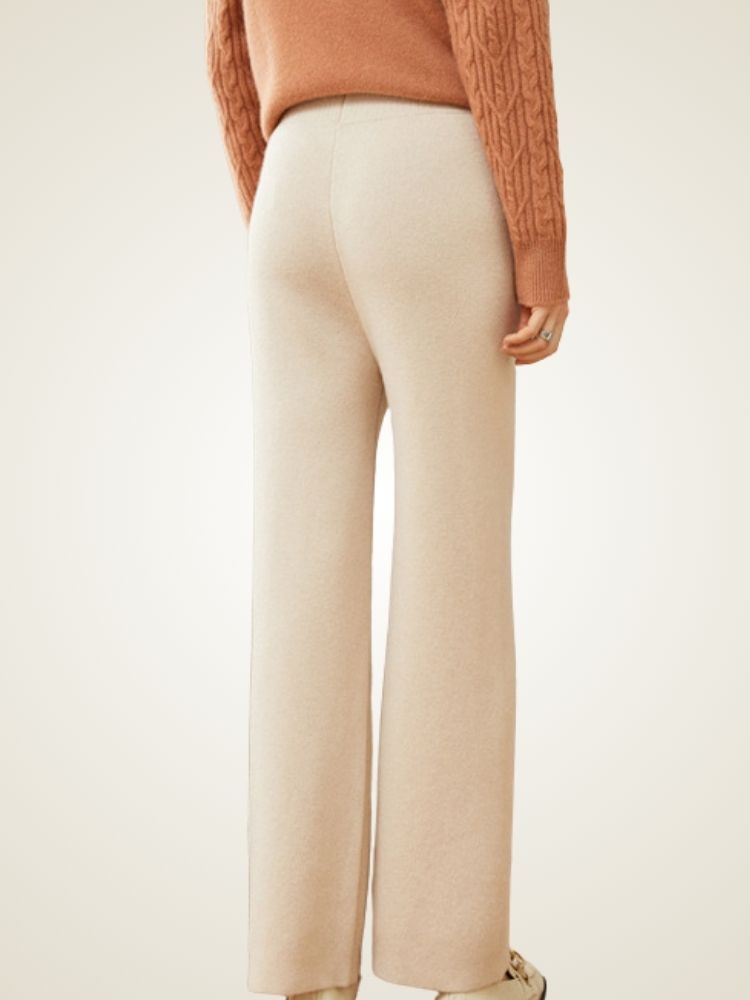 Lanlycashmere Women’s Cashmere Wide Leg Pants – Soft Knit Lounge Trousers