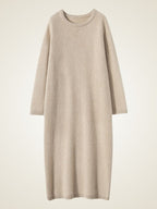 Lanlycashmere Minimalist Cashmere Midi Dress – Relaxed Knit Sweater Dress
