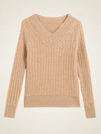 Iliviana - Zopfmuster-Pullover mit V-Ausschnitt