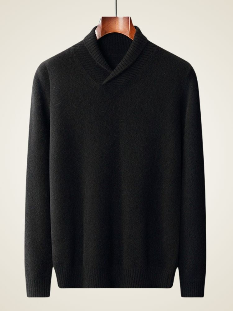 LanlyCashmere Pull Homme Col Châle Maille Côtes Françaises Doux Classique