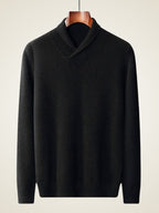 LanlyCashmere Pull Homme Col Châle Maille Côtes Françaises Doux Classique