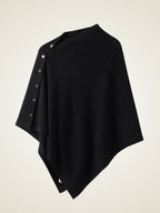LanlyCashmere Buttoned Cashmere Poncho – Elegant Soft Knit Wrap Cape