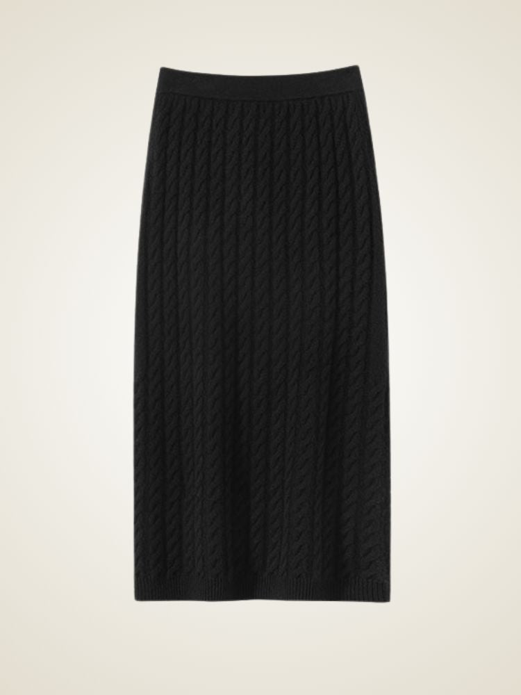 LanlyCashmere Cable-Knit Cashmere Set –  Midi Skirt Ensemble